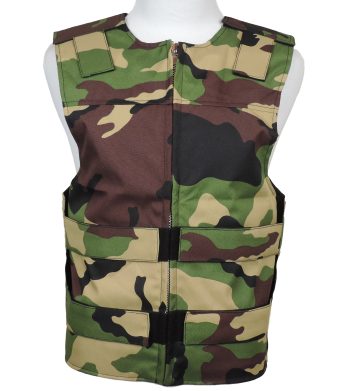 Woodland Camo Leather Club Vest for Motorcycle Riding Clubs | PWVests