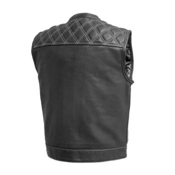 White SOA Style Leather Motorcycle Club Vest for Riding Clubs | PWVests