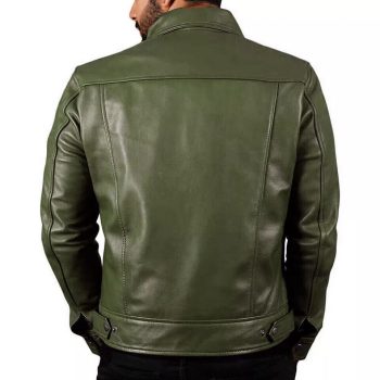 Men's Olive Green Lambskin Multi-Pocket Biker Jacket | PWVests