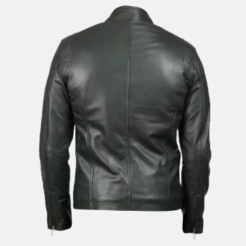 Slim Band-Collar Café Racer in Forest Green - back view