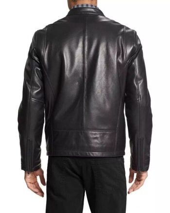Minimalist Low-Collar Café Racer in Dark Espresso - back view