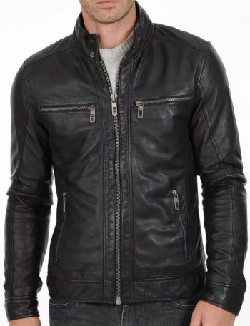 Band-Collar Moto Jacket with Twin Chest Zips | PWVests