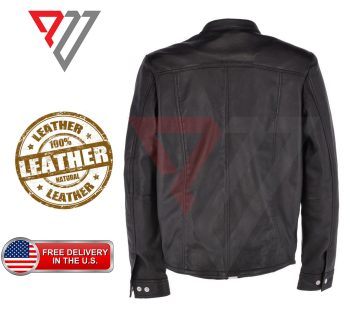 Black Leather Zip Pocket Riding Shirt for Motorcycle Riders | PWVests