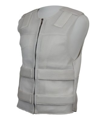 White Mesh Textile Motorcycle Vest for Riding Clubs | PWVests