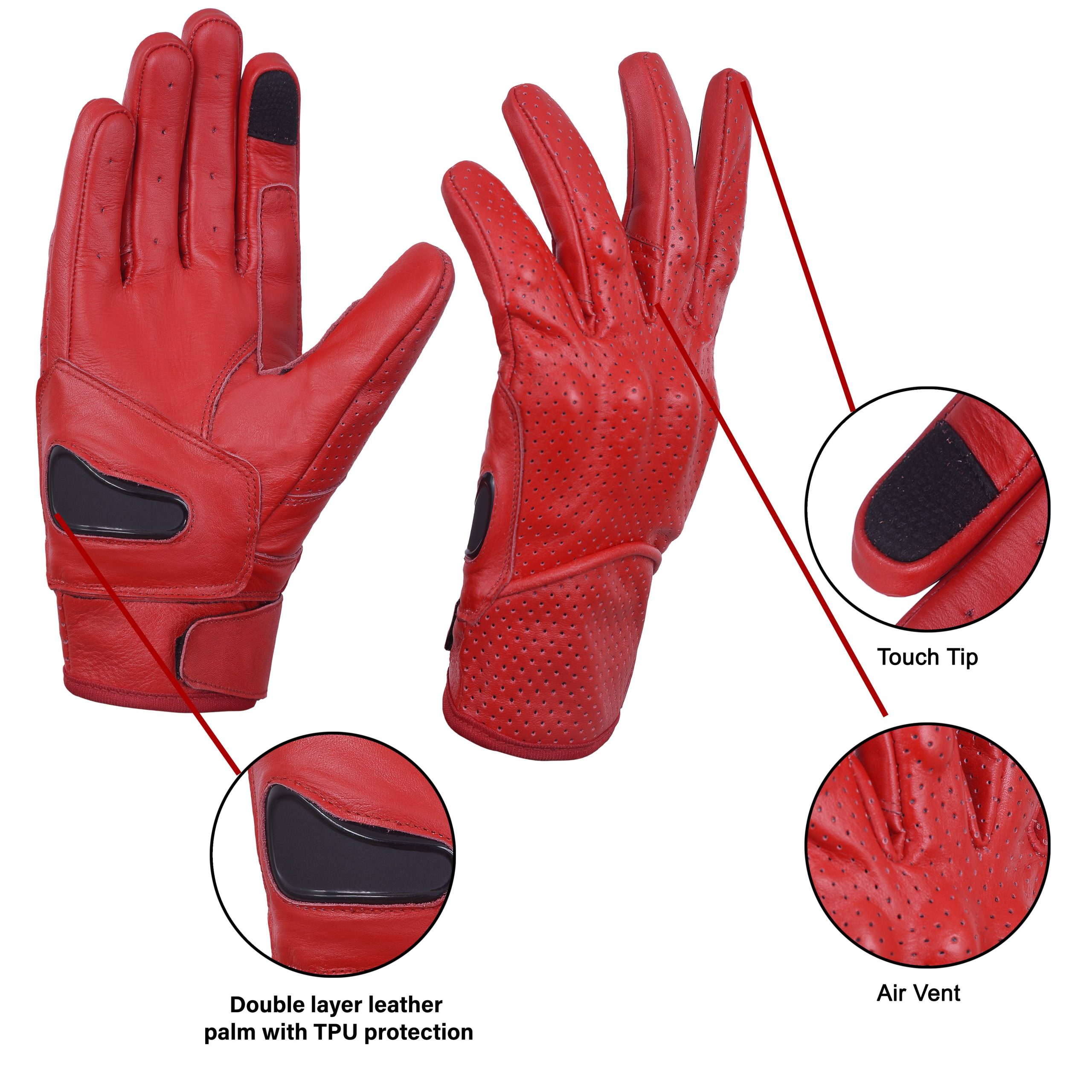 Drum Dyed Leather Motorcycle Gloves - Image 12