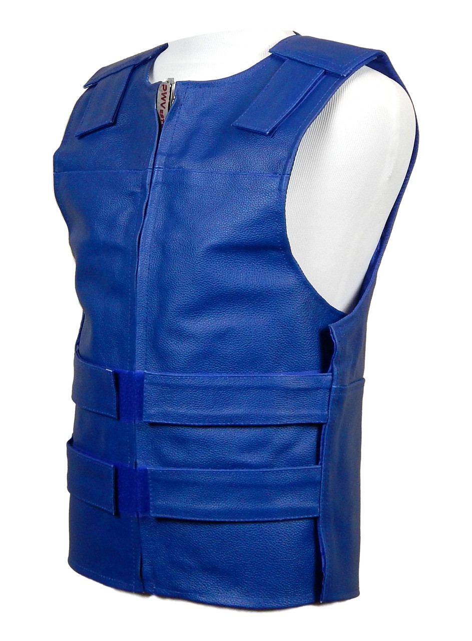 Royal Blue Leather Men's Motorcycle Vest