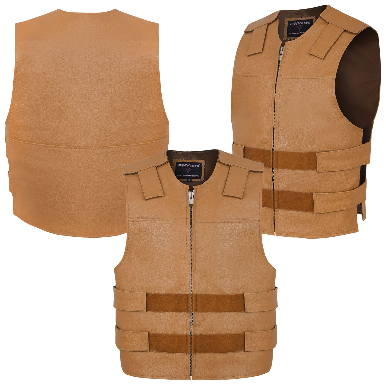 Tan Brown Leather Men's Club Vest