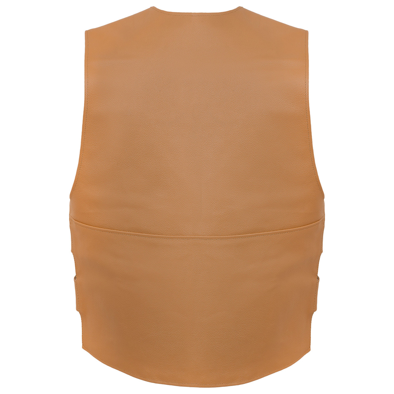 Tan Brown Leather Men's Club Vest - Image 5