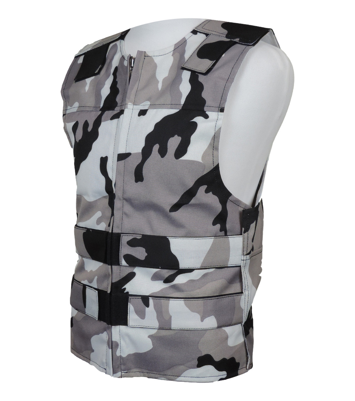 Snow White Camo Cordura Cloth - Textile Motorcycle Vest | Unisex Cut