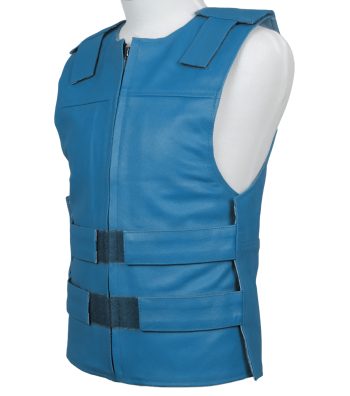 Carolina Blue Leather Men's Club Vest for Motorcycle Riding Clubs | PWVests