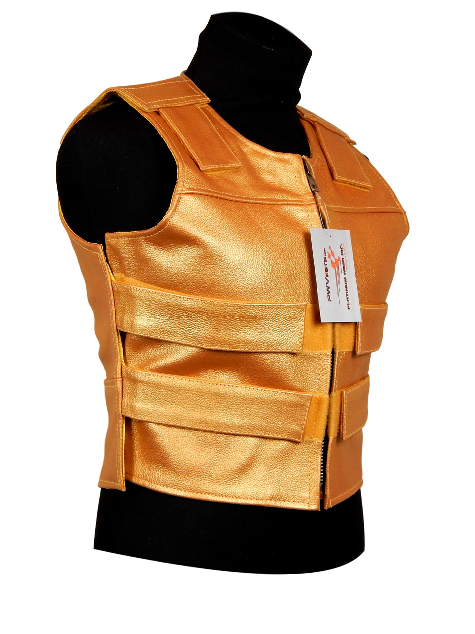 Platinum Gold Leather Men's Club Vest - Image 3